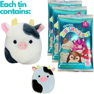 Squishmallows Cow Trading Card Tin 3 Squishmallows Cow Trading Card Tin