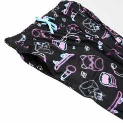 Squishmallows Neon Line Art AOP Adult Black Sleep Pajama Pants